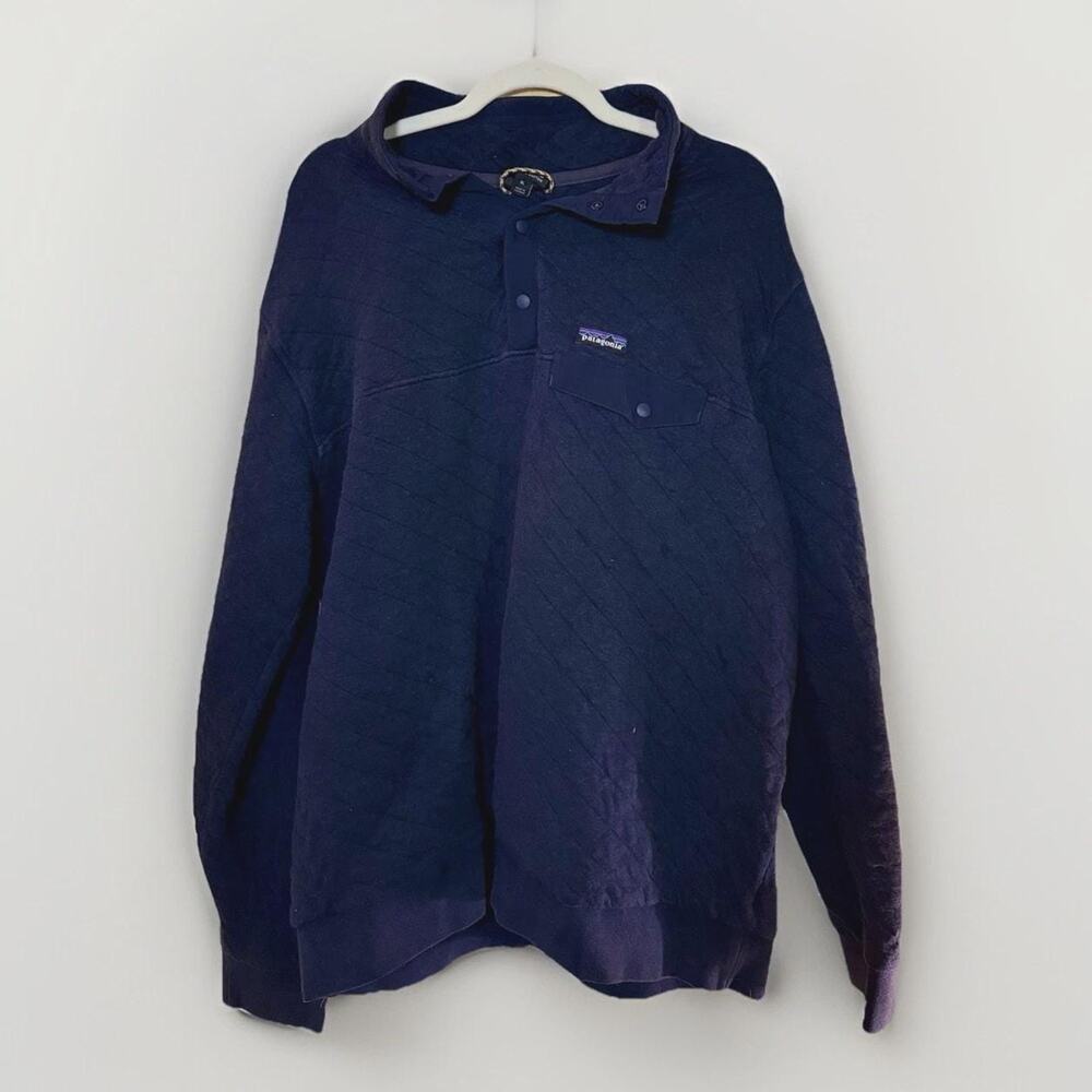 Patagonia Organic Cotton Quilted Snap Pullover - Navy (XL)